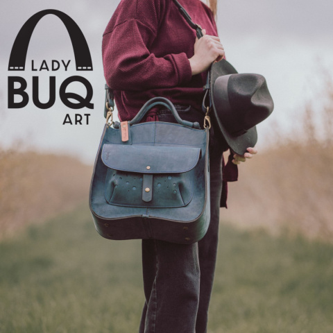 Leather bag Elaine color navy blue