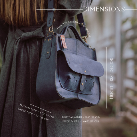Leather bag Elaine color navy blue