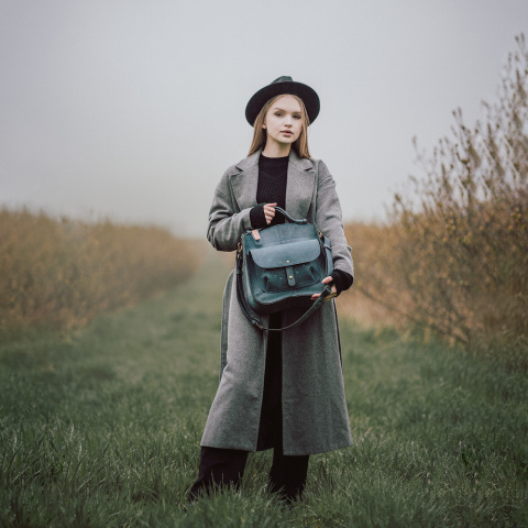 Leather bag Elaine color navy blue