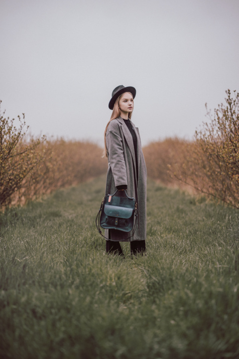 Leather bag Elaine color navy blue