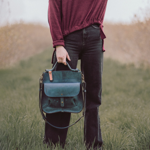 Leather bag Elaine color navy blue