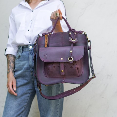 Leather bag Elaine color plum