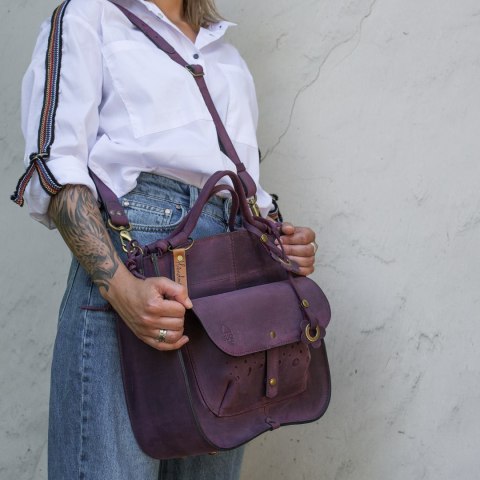 Leather bag Elaine color plum