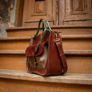 Torebka skórzana Elaine kolor brązowy i zielony