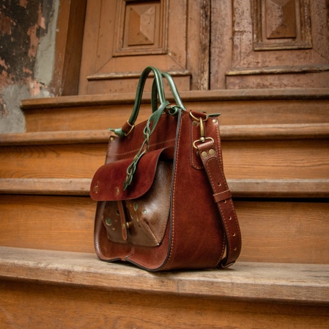 Torebka skórzana Elaine kolor brązowy i zielony