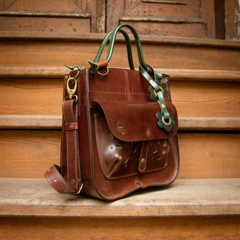 Torebka skórzana Elaine kolor brązowy i zielony