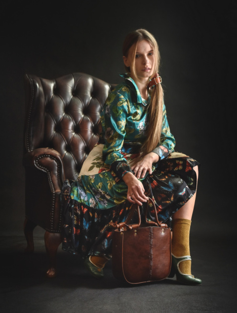 Torebka skórzana Elaine minimalistyczna kolor brązowy