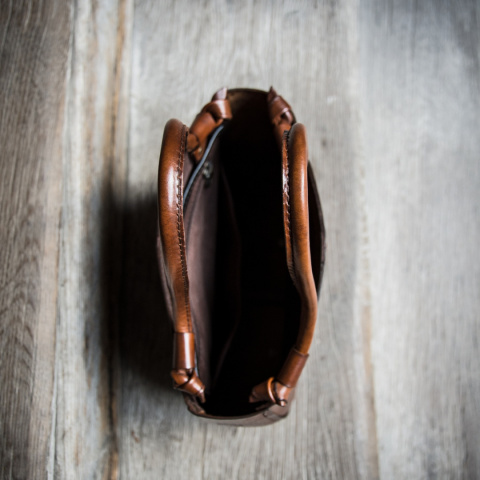 Torebka skórzana Elaine minimalistyczna kolor brązowy