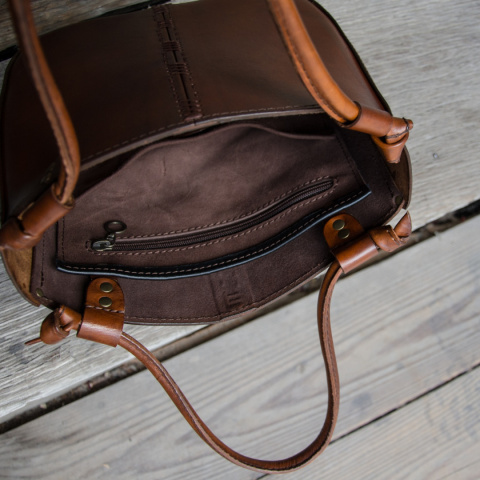 Torebka skórzana Elaine minimalistyczna kolor brązowy