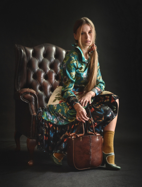 Torebka skórzana Elaine minimalistyczna kolor brązowy