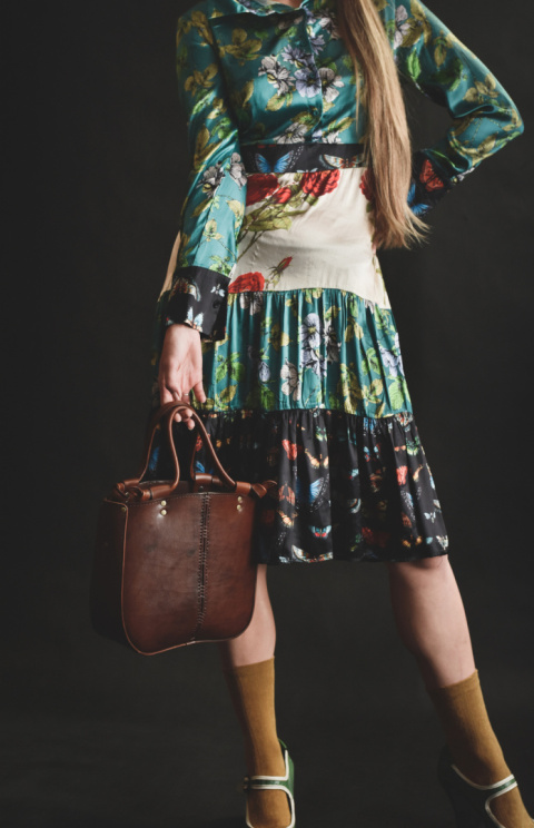 Torebka skórzana Elaine minimalistyczna kolor brązowy