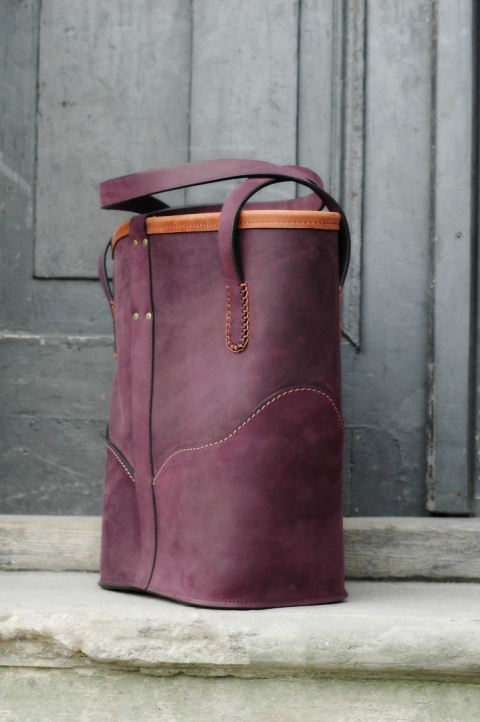 Torebka skórzana Julia w kolorze śliwkowym