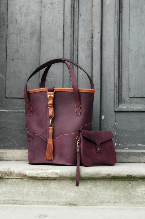 Torebka skórzana Julia w kolorze śliwkowym