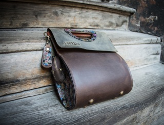 Torebka skórzana Łezka kolor brązowy oraz khaki