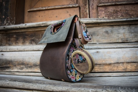 Torebka skórzana Łezka kolor brązowy oraz khaki