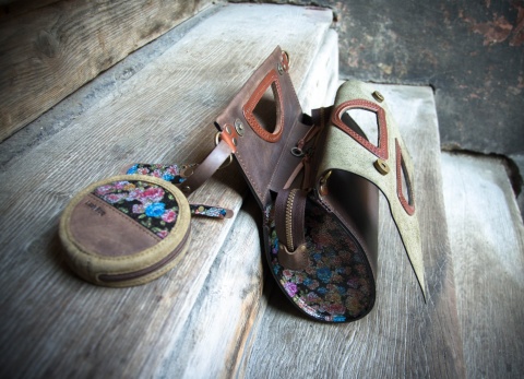 Torebka skórzana Łezka kolor brązowy oraz khaki