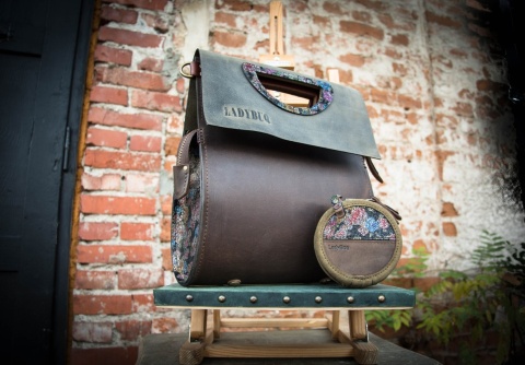 Torebka skórzana Łezka kolor brązowy oraz khaki