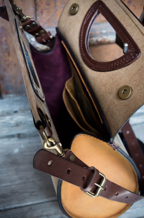 Torebka skórzana Łezka kolor brązowy i kamelowy