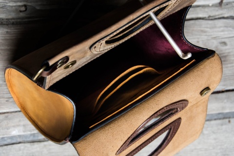 Torebka skórzana Łezka kolor brązowy i kamelowy