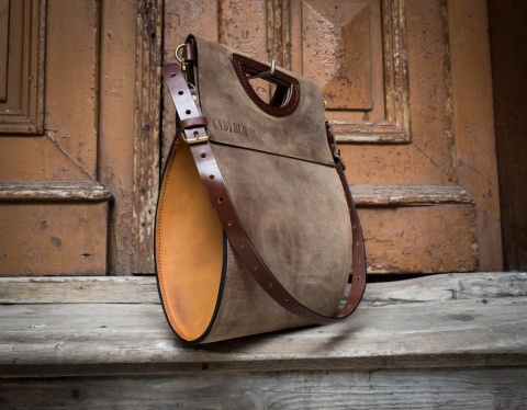 Torebka skórzana Łezka kolor brązowy i kamelowy