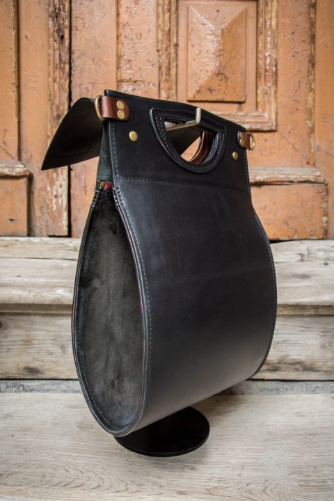 Leather bag The Tear black color handmade