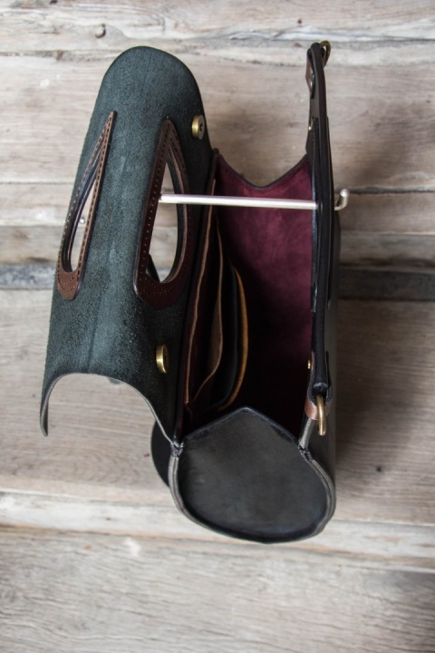 Leather bag The Tear black color handmade