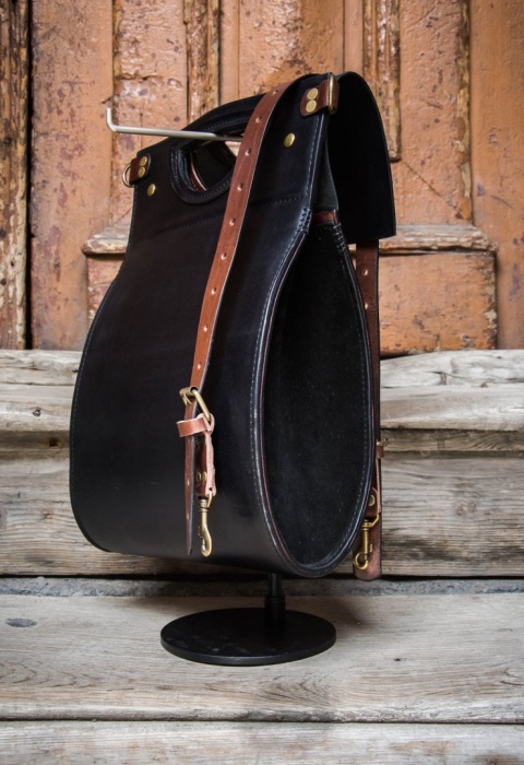 Leather bag The Tear black color handmade