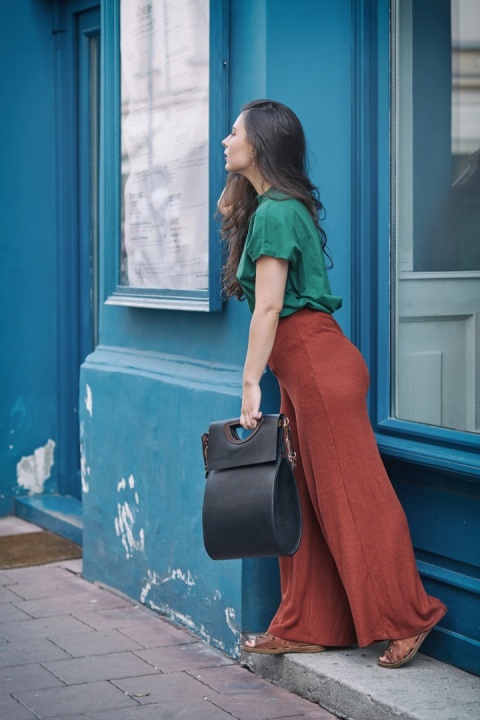 Leather bag The Tear black color handmade