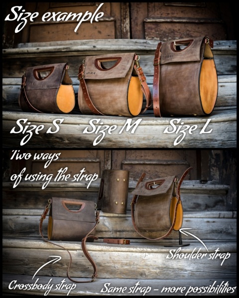 Leather bag The Tear black color handmade