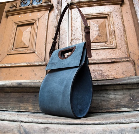 Torebka skórzana Łezka kolor granatowy