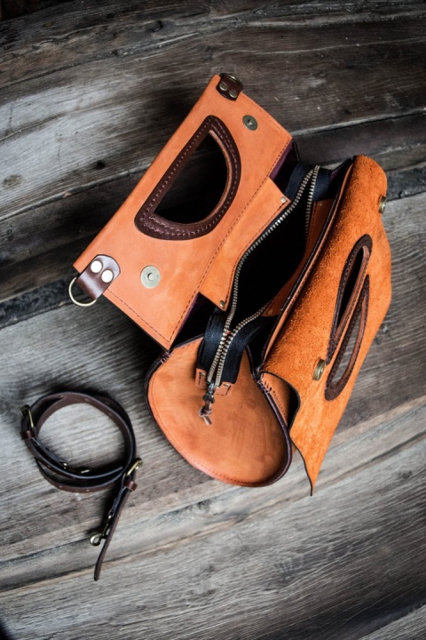 Torebka skórzana Łezka kolor pomarańczowy