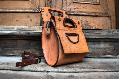 Torebka skórzana Łezka kolor pomarańczowy