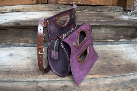 Torebka skórzana Łezka kolor śliwkowy